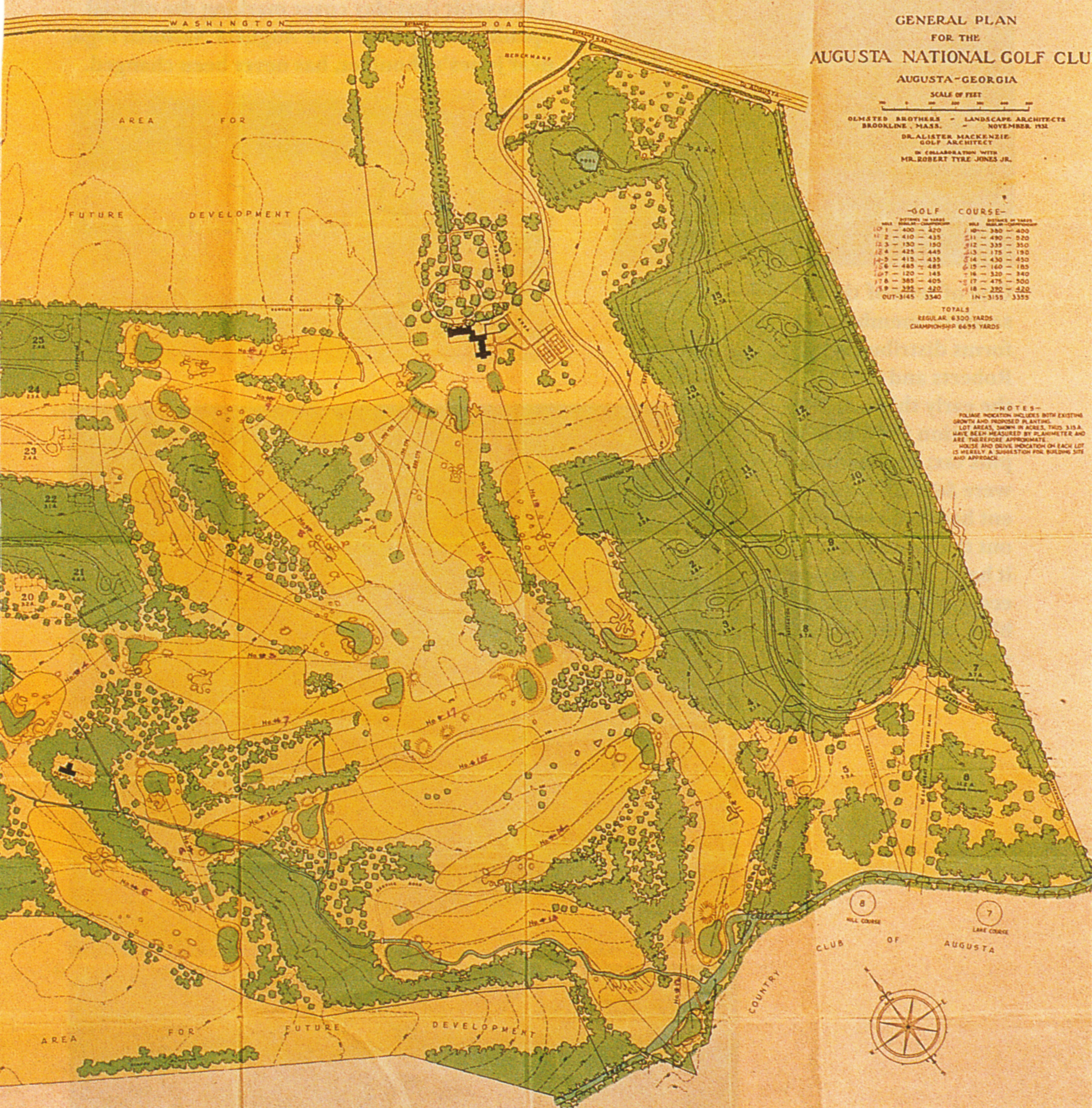 1932 Augusta National real-estate development plan, prepared for the club by Olmsted Bros.