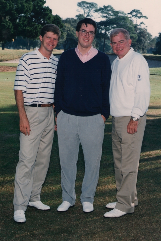 The teachers at the first golf school I attended, at Sea Island in 1991, were Scott Davenport, on the left, and Jack Lumpkin, on the right. I didn't own any golf shirts yet, and those pants are corduroys.